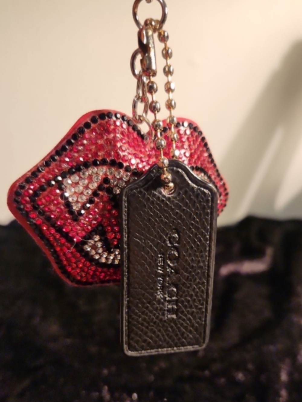 Coach Black Leather Hang Tag With Unbranded Keychain